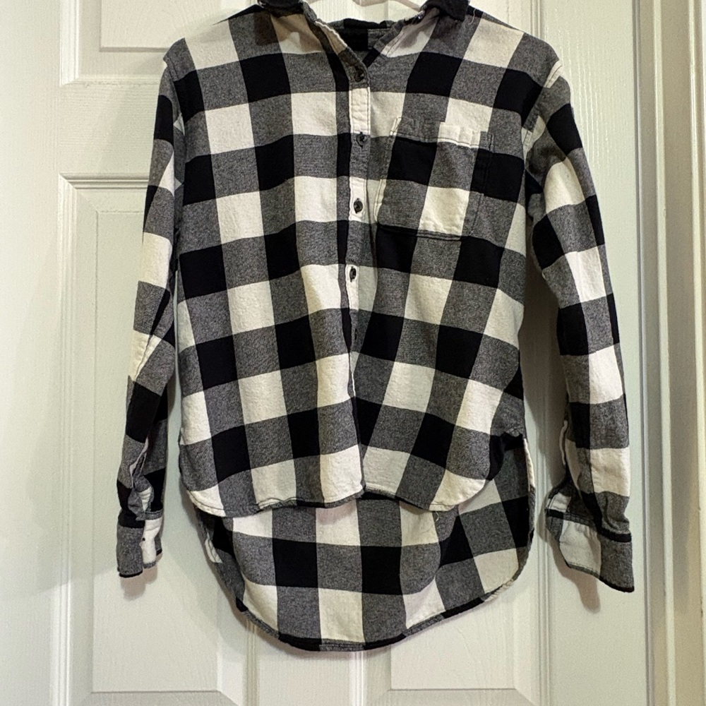 Sonoma Kids Plaid Button Down Shirt - Black and White